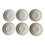6 grandes assiettes plates anciennes en fa�ence de longwy