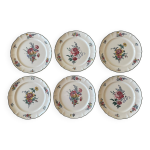 6 grandes assiettes plates anciennes en faence de villeroy & boch
