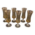 6 mini fltes  champagne en verre souffl