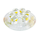 6 petit coquetiers vintage motifs citron en cramique.