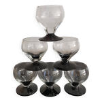 6 petits verres  pieds rtro fum bordeaux