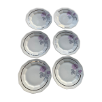 6 petites assiettes en porcelaine art deco de forme octogonales motif de roses.
