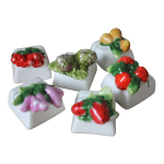 6 porte noms en porcelaine en barbotine fruits et légumes vintage 6 porte noms en porcelaine en barbotine fruits et légumes vintage
