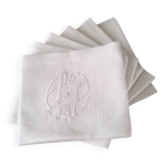 6 serviettes de table en coton damass blanc monogrammes ap