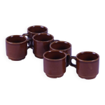 6 tasses  caf empilables marron