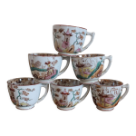 6 tasses  caf en faence dcor japonisant  la pagode