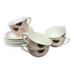 6 tasses à café gien années 40 - 50 6 tasses à café gien années 40 - 50