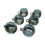 6 tasses  caf melika verre et plastique marron, vintage annes 1970