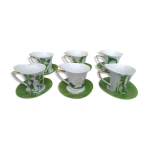 6 tasse a caf en porcelaine blanche a decor floral