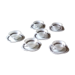 6 tasses  cafe en porcelaine fine epiag blanche et gris acier moir