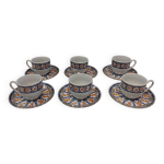 6 tasses 6 sous tasses porcelaine christofle mod�le oceana ginkgo bleu