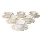 6 tasses à thé vintage en porcelaine blanche et dorée 6 tasses à thé vintage en porcelaine blanche et dorée