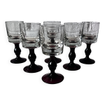 6 verres apritif anciens, verre vintage pied prune