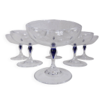 6 verres coupes  champagne en cristal d'arques venise saphir