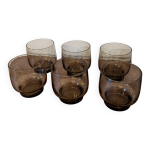 6 verres � eau en verre fum�