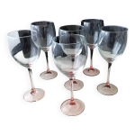 6 verres � eau ou grands verres � pied luminarc mod�le  rose