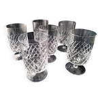 6 verres  eau ou grands verres  vin cristallin dcor croisillons