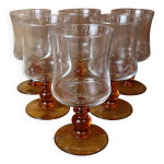 6 verres  eau pied ambr luminarc  antique