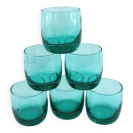 6 verres  eau en verre turquoise - luminarc france - vintage annes 80