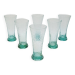 6 verres vass en verre bleu souffl bull textur pastis / orangeade / eau