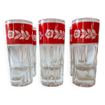 6 verres � liqueur d�cor fleurs rouge blanc vintage