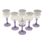 6 verres liqueur  pied violet vintage france cristal d'arques