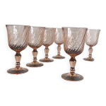 6 verres  pied torsads rose vin eau rosaline luminarc france 16 cl