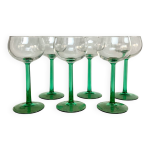 6 verres  pied vert meraude