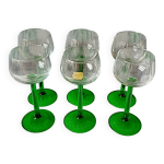 6 verres pied vert �meraude luminarc, verre vin du rhin, vin blanc