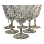 6 verres  pied  vin en verre transparent