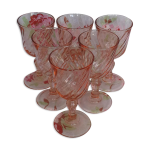6 verres rose  liqueur arcoroc rosaline
