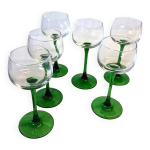 6 verres  vin d'alsace  pied vert