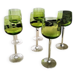 6 verres à vin blanc d'alsace anciens décor gravé 6 verres à vin blanc d'alsace anciens décor gravé