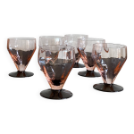 6 verres à vin ou à eau art déco rose et pied noir 6 verres à vin ou à eau art déco rose et pied noir