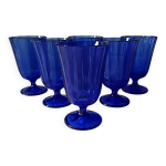 6 verres à vin vintage en verre coloré bleu cobalt vintage 6 verres à vin vintage en verre coloré bleu cobalt vintage