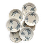 7 assiettes � dessert en terre de fer  marguerite  fa�encerie nouvelle givors