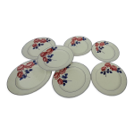 7 assiettes plates en faence h b c m hyppolite boulenger creil montereau diam 22 cm roses rouges