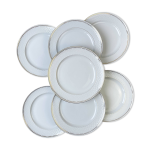 7 assiettes plates vintage porcelaine blanche dorée bavaria modèle annabell 7 assiettes plates vintage porcelaine blanche dorée bavaria modèle annabell