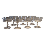 7 coupes � champagne en cristal de baccarat - gravure filets
