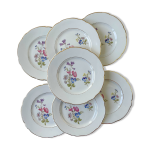 7 petites assiettes en porcelaine vintage motif fleuri kg luneville