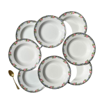 8 assiettes creuses en porcelaine opaque digoin motif fleuris  3984  ~