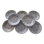8 assiettes � dessert anciennes bleues fleuries fa�encerie nouvelle
