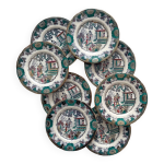 8 assiettes  dessert en terre de fer polychrome canton boch freres keramis