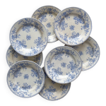 8 assiettes plates en terre de fer fleurette gien