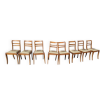 8 chaises en merisier avec assises brodes