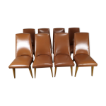 8 chaises ska� marron 1950