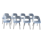 8 chaises tulipe par p. guariche