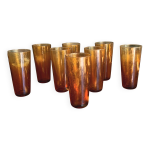 8 gobelets vintage en verre bullé ambré dlg biot 8 gobelets vintage en verre bullé ambré dlg biot