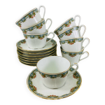 8 tasses et sous - tasses � th� balleroy & cie mod�le aux cerises