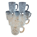 8 verres / chopes anciennes en verre cisel